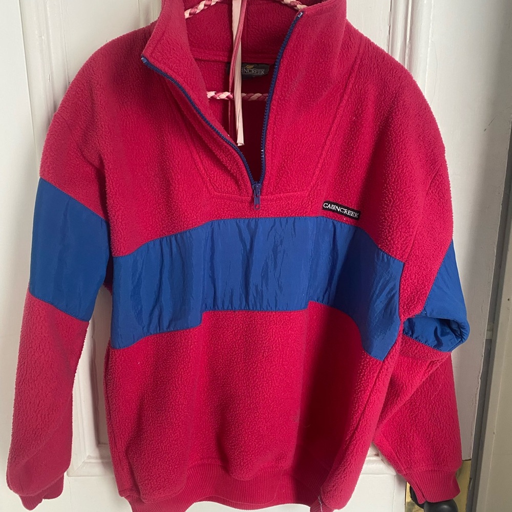 Vintage Pink & Blue Quarter Zip Fleece